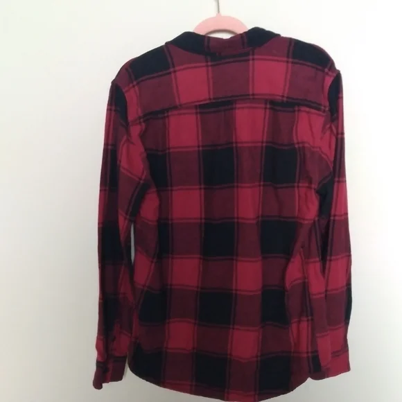 Pacsun Red and Black Buffalo Plaid Button Up Long Sleeve Flannel Shirt Medium - Picture 2 of 9